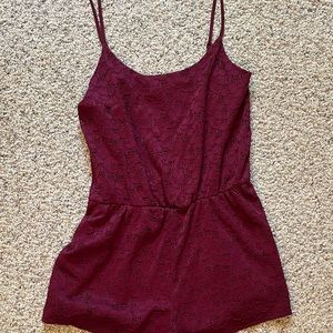 NWOT Maroon Lace Romper - Large